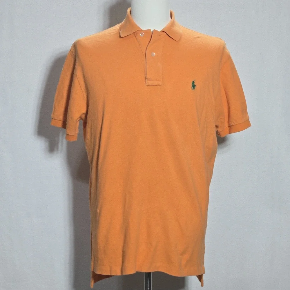 Polo Ralph Lauren Polo Shirt Mens Medium Orange Pony Logo Cotton